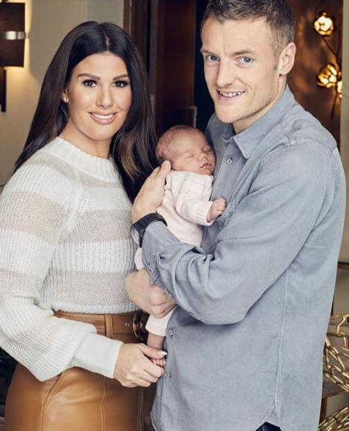 Rebekah Vardy and Jamie Vardy, with their fifth child Olivia.